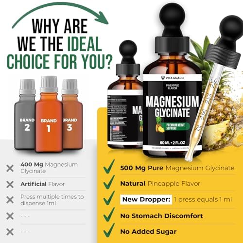 Gotas Líquidas de Glicinato de Magnesio 500mg – Suplemento Vegano Sin Azúcar, 60 mL Sabor Piña - imagen 7