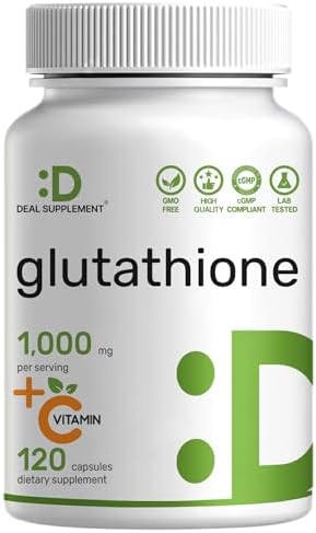 Suplemento de Glutatión 1,000mg por Porción, 98% Pureza | Más Vitamina C 500mg, Forma Activa Reducida (GSH) | Antioxidante Intracelular – Apoya la - imagen 1