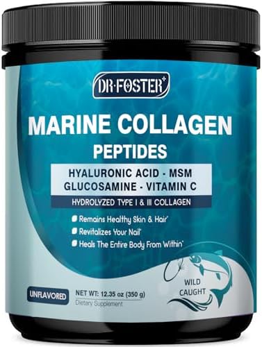 Polvo de Péptidos de Colágeno Marino DRFOSTER para Soporte Articular, Colágeno Hidrolizado Tipo I y III con MSM, GC, Ácido Hialurónico y Vitamina C - imagen 1