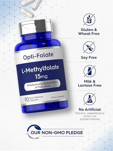 Carlyle L Methylfolato 15mg | 90 Cápsulas | Máxima Potencia | Optimizado y Activado | Sin OGM, Libre de Gluten | Methyl Folate, 5-MTHF | por - imagen 5