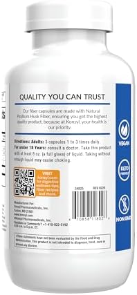 Cápsulas de Fibra de Psyllium Konsyl Diarias (500 Conteos) Suplemento Dietético Natural Sin Sabor - 1500mg de Cáscara de Psyllium para Digestión y - imagen 4