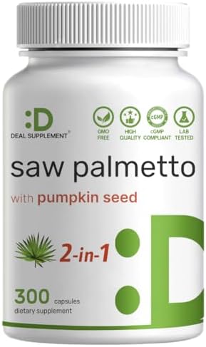 Suplemento de Saw Palmetto con Semilla de Calabaza, 300 Cápsulas | Promueve la Salud Prostática | Bloqueador de DHT | Vitaminas para el Crecimiento - imagen 1