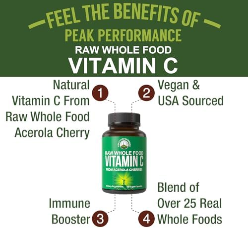 Cápsulas de Vitamina C Natural de Acerola Peak Performance, 90 Píldoras Veganas, 500 mg por Porción, Máxima Absorción, Suplemento en EE. UU. - imagen 2