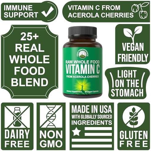 Cápsulas de Vitamina C Natural de Acerola Peak Performance, 90 Píldoras Veganas, 500 mg por Porción, Máxima Absorción, Suplemento en EE. UU. - imagen 3