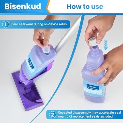 Botella Refillable Bisenkud para Mop Swiffer® Wet Jet™ - 1250ml / 42.3 FL OZ - Botella de Solución HDPE a Prueba de Fugas, Vacía, No para Mop - imagen 4