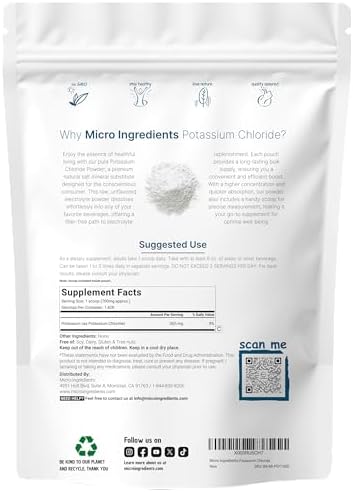 Cloruro de Potasio en Polvo, 1 KG | Suplemento Electrolytico Hidratante y Sustituto de Sal | Apoya el Equilibrio Mineral, Corazón, Articulaciones e - imagen 2