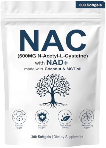 Suplemento Orgánico SEAFLEX NAC 600mg, Cápsulas de N-Acetil Cisteína No Transgénicas y Sin Gluten, 300 Softgels para Salud Celular y Pulmonar con NAD+ - imagen 1