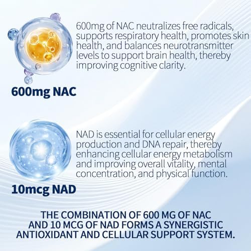 Suplemento Orgánico SEAFLEX NAC 600mg, Cápsulas de N-Acetil Cisteína No Transgénicas y Sin Gluten, 300 Softgels para Salud Celular y Pulmonar con NAD+ - imagen 2