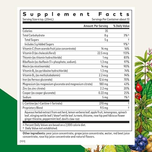 Floradix Fórmula Líquida de Minerales y Vitaminas con Hierro para Deportistas - Nutrición Diaria y Energía - Vegano y No Transgénico - 8.5 fl oz - imagen 2