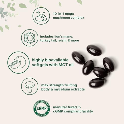 Suplemento Complejo de Hongos Mega 10 en 1 de Micro Ingredients – Melena de León, Cordyceps, Reishi, Chaga y Más – 240 Softgels con Aceite MCT – - imagen 3