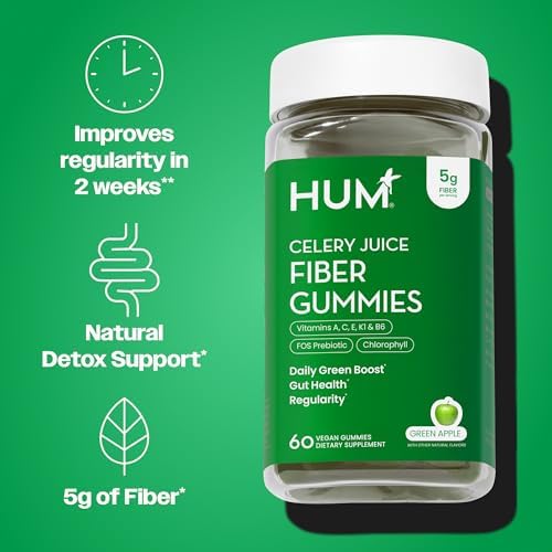 Gomitas de Fibra de Jugo de Apio HUM para Adultos, Suplemento Prebiótico Sin Gluten, 60 Unidades para Detoxificación y Salud Digestiva - imagen 3