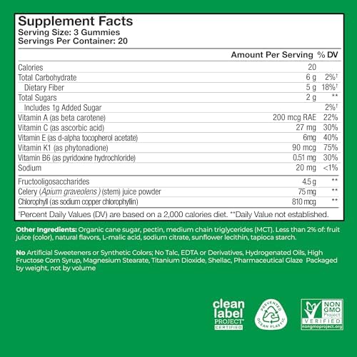 Gomitas de Fibra de Jugo de Apio HUM para Adultos, Suplemento Prebiótico Sin Gluten, 60 Unidades para Detoxificación y Salud Digestiva - imagen 6