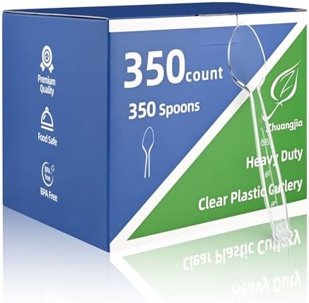 Cucharas de Plástico Transparentes 350 Piezas, Cucharas Desechables Resistentes BPA-Free para Fiestas, Bodas y Uso Diario - imagen 1