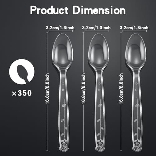 Cucharas de Plástico Transparentes 350 Piezas, Cucharas Desechables Resistentes BPA-Free para Fiestas, Bodas y Uso Diario - imagen 2
