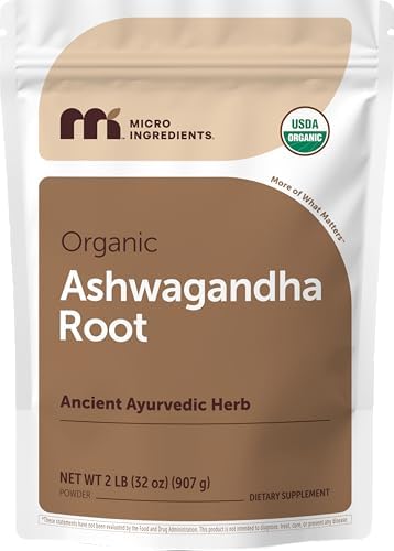 Polvo de Raíz de Ashwagandha Orgánico Micro Ingredients, 2 lb | 453 Porciones | Raíz Pura de Withania Somnifera | Hierba Ayurvédica Antigua - imagen 1