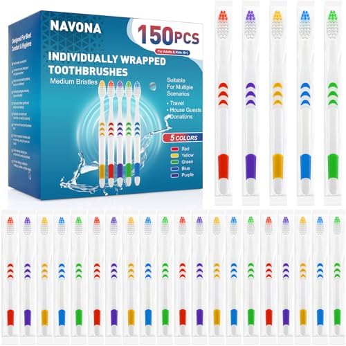 Paquete de 150 Cepillos de Dientes Desechables Navona, Suaves y Ergonomicos, Envuelto Individualmente, Ideal para Adultos, Niños, Viajes y Donaciones - imagen 1