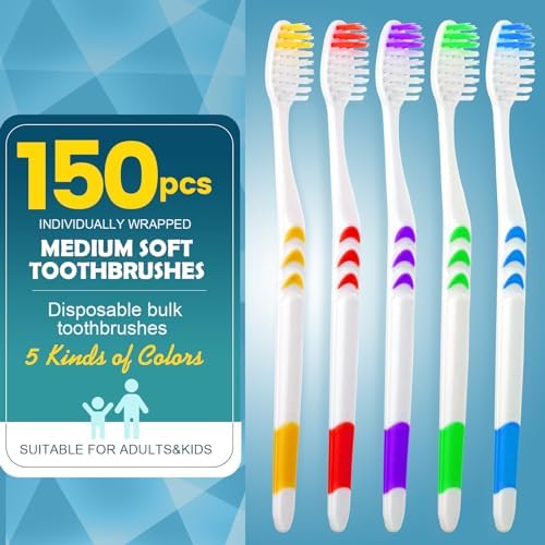 Paquete de 150 Cepillos de Dientes Desechables Navona, Suaves y Ergonomicos, Envuelto Individualmente, Ideal para Adultos, Niños, Viajes y Donaciones - imagen 2