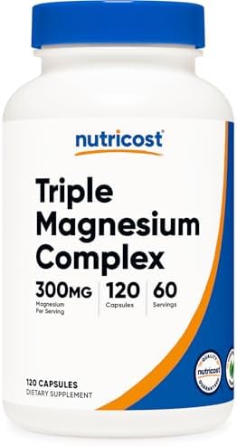 Nutricost Complejo Triple de Magnesio (300mg, 120 Cápsulas) - Di-Magnesio Malato, Bisglicinato y Citrato, 60 Porciones - imagen 1