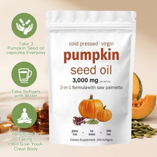 Cápsulas de Aceite de Semilla de Calabaza AOLBSPD con Saw Palmetto – 300 Softgels | Aceite Virgen Prensado en Frío | Apoya la Salud del Cabello, - imagen 5