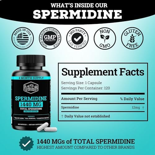 Suplemento de Spermidina (1440mg de Spermidina 99% Pura para Mujeres y Hombres) Suministro de 4 Meses (100X Más Potente que el Extracto de Germen de - imagen 4