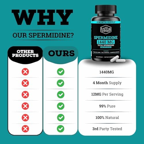 Suplemento de Spermidina (1440mg de Spermidina 99% Pura para Mujeres y Hombres) Suministro de 4 Meses (100X Más Potente que el Extracto de Germen de - imagen 6
