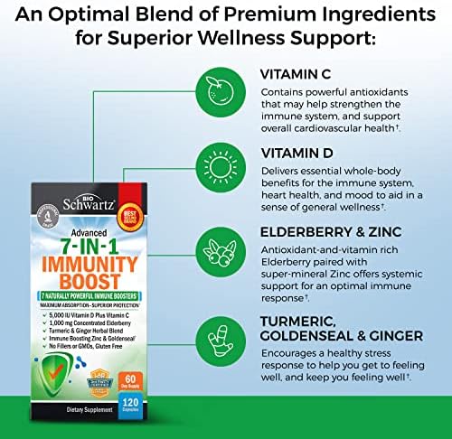 Suplemento de Soporte Inmunológico con Zinc, Vitamina C, Vitamina D 5000 IU, Saúco y Jengibre - Vitaminas para la Inmunidad Aprobadas por Médicos - - imagen 5