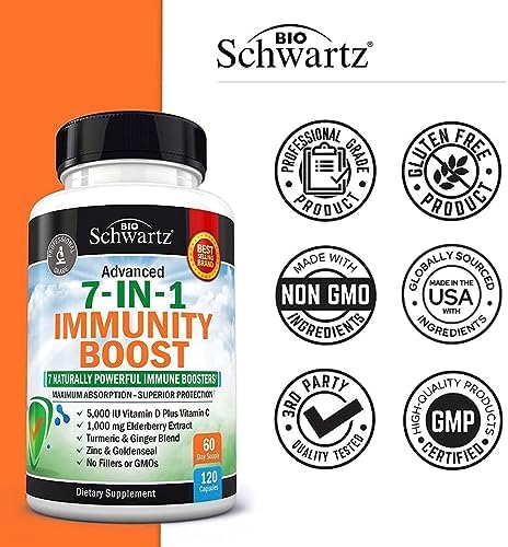 Suplemento de Soporte Inmunológico con Zinc, Vitamina C, Vitamina D 5000 IU, Saúco y Jengibre - Vitaminas para la Inmunidad Aprobadas por Médicos - - imagen 6