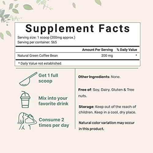 Extracto de Grano de Café Verde Puro, 4 Onzas | Cafeína Natural, 50% Ácido Clorogénico | Vegano, Sin Rellenos - imagen 2