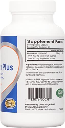 Cardiotabs Magnesio Plus – 200 mg de Glicinato y Taurato de Magnesio para la Presión Arterial, Corazón, Cerebro, Sueño y Ánimo – Alta Concentración y - imagen 2