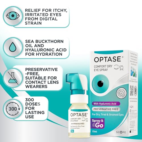 Spray para Ojos Secos Optase Comfort - Alternativa a Gotas Artificiales Sin Conservadores - Botella Multiuso, Segura para Lentes de Contacto - 17 ml - imagen 2