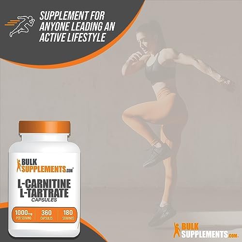 BulkSupplements.com Cápsulas de L-Carnitina L-Tartrato - Suplemento de Carnitina, 1000mg por Porción, Libre de Gluten - 360 Cápsulas (1 Paquete) - imagen 5
