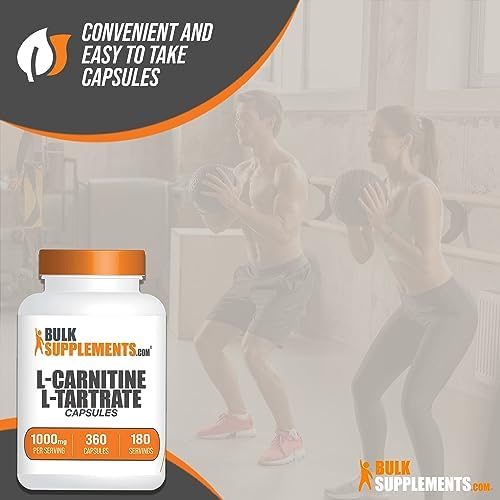 BulkSupplements.com Cápsulas de L-Carnitina L-Tartrato - Suplemento de Carnitina, 1000mg por Porción, Libre de Gluten - 360 Cápsulas (1 Paquete) - imagen 6