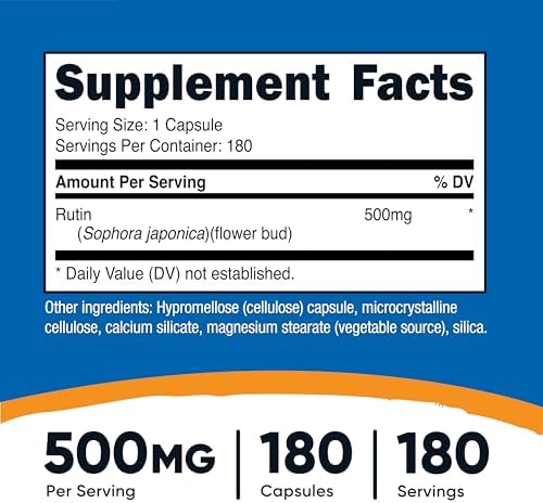 Nutricost Rutin 500mg, 180 Cápsulas - Sin Gluten, No Transgénico y Apto para Vegetarianos - imagen 2