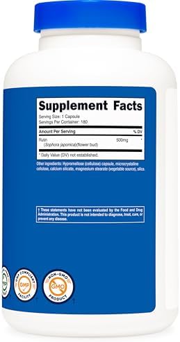 Nutricost Rutin 500mg, 180 Cápsulas - Sin Gluten, No Transgénico y Apto para Vegetarianos - imagen 5