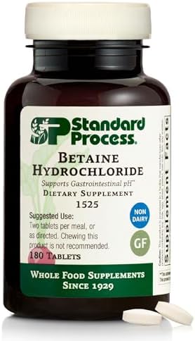 Betaína Hidrocloruro Standard Process - Suplemento para Soporte de pH Gastrointestinal - Salud Digestiva y Absorción de Hierro - 180 Tabletas (90 - imagen 1