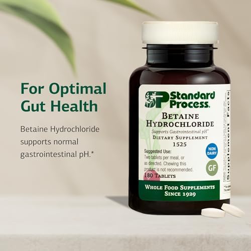 Betaína Hidrocloruro Standard Process - Suplemento para Soporte de pH Gastrointestinal - Salud Digestiva y Absorción de Hierro - 180 Tabletas (90 - imagen 3