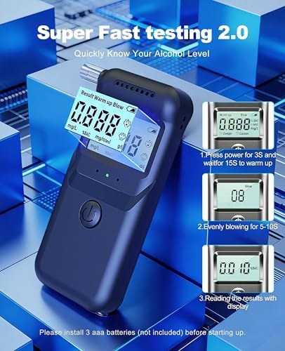 Alcoholímetro 2026 con Pantalla LCD, Portátil y Personal, Incluye 5 Boquillas para Uso en Casa y Fiestas - imagen 2