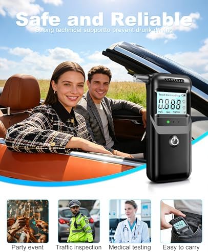 Alcoholímetro 2026 con Pantalla LCD, Portátil y Personal, Incluye 5 Boquillas para Uso en Casa y Fiestas - imagen 6
