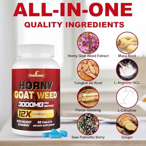 Suplemento Masculino Horny Goat Weed 12 en 1, Máxima Potencia con Maca, Tongkat Ali, Ginseng y Saw Palmetto, 60 Cápsulas para Energía y Rendimiento - imagen 3