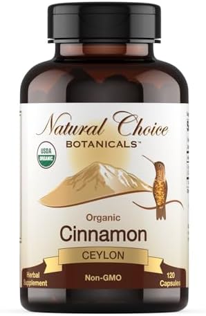 Cápsulas de Canela de Ceilán Orgánica Certificada USDA Natural Choice Botanicals, Suplemento No GMO - 120 Cápsulas, Suministro para 2 Meses - imagen 1