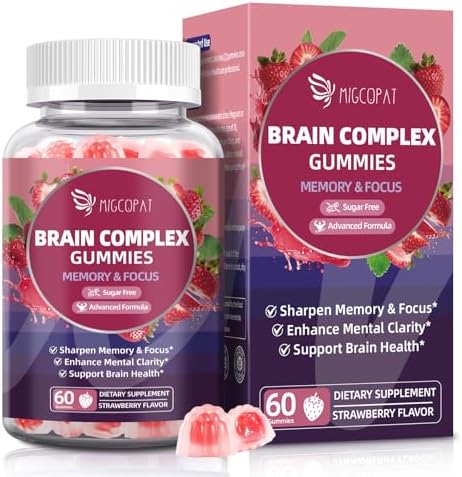 Suplementos Cerebrales Migcopat para Memoria y Concentración – Gomitas Nootrópicas con Bacopa, Melena de León, Ginkgo y Complejo de 10 Hongos, - imagen 1