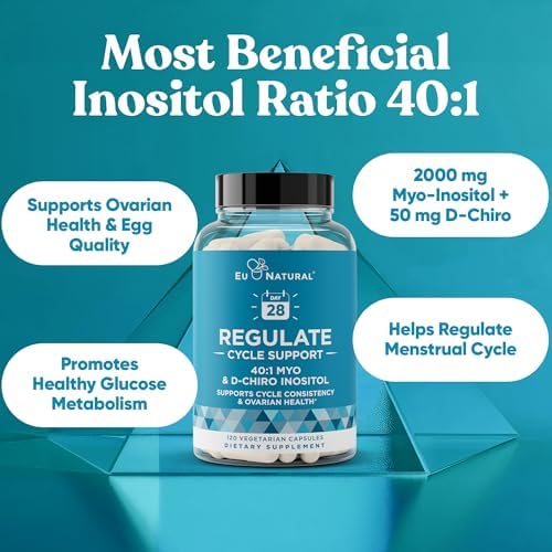 Regulador de Ciclo - Balance Hormonal para Mujeres con 2000 mg de Myo-Inositol y 50 mg de D-Chiro Inositol - 120 Cápsulas Veganas para Apoyo - imagen 3