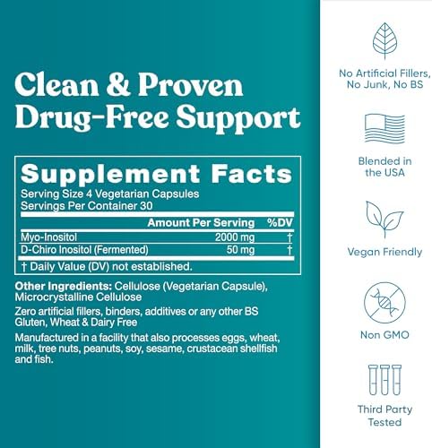 Regulador de Ciclo - Balance Hormonal para Mujeres con 2000 mg de Myo-Inositol y 50 mg de D-Chiro Inositol - 120 Cápsulas Veganas para Apoyo - imagen 6