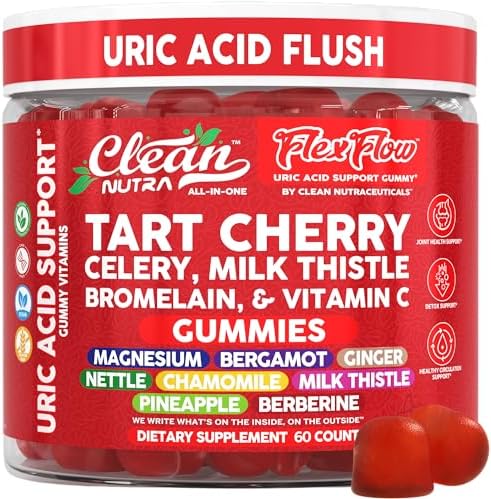Gomitas Clean Nutra de Cereza Ácida para el Flujo de Ácido Úrico con Cardo Mariano, Vitamina C, Magnesio y Más - 60 Vitaminas Gummy - imagen 1