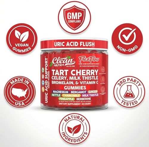 Gomitas Clean Nutra de Cereza Ácida para el Flujo de Ácido Úrico con Cardo Mariano, Vitamina C, Magnesio y Más - 60 Vitaminas Gummy - imagen 8