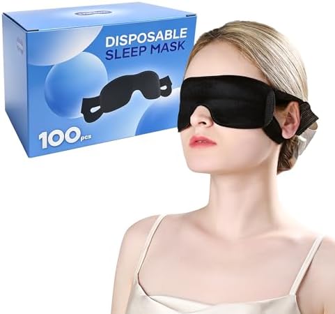 CROUVM 100 Paquetes de Máscaras de Sueño Desechables, Antifaces Opacos Ajustables para Dormir, Viajar o Yoga, Máscaras de Ojos Bloqueadoras de Luz - imagen 1