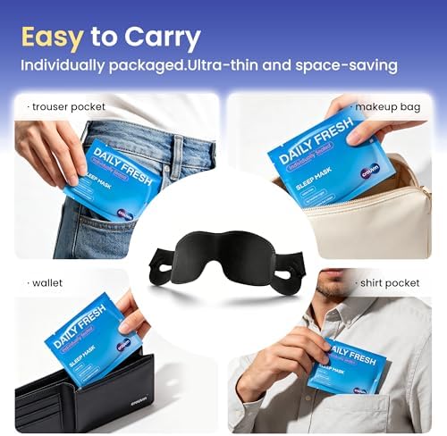 CROUVM 100 Paquetes de Máscaras de Sueño Desechables, Antifaces Opacos Ajustables para Dormir, Viajar o Yoga, Máscaras de Ojos Bloqueadoras de Luz - imagen 3