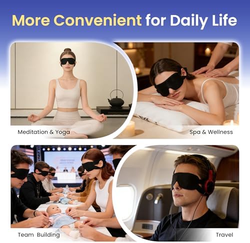 CROUVM 100 Paquetes de Máscaras de Sueño Desechables, Antifaces Opacos Ajustables para Dormir, Viajar o Yoga, Máscaras de Ojos Bloqueadoras de Luz - imagen 5