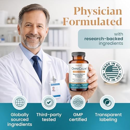 Suplementos OmniCalm de Cortisol para Mujeres y Hombres | Reductor y Gestor de Cortisol con Ashwagandha Sensoril, L-Theanina Suntheanine, Magnesio - imagen 3