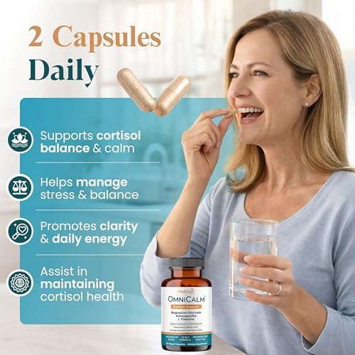 Suplementos OmniCalm de Cortisol para Mujeres y Hombres | Reductor y Gestor de Cortisol con Ashwagandha Sensoril, L-Theanina Suntheanine, Magnesio - imagen 7